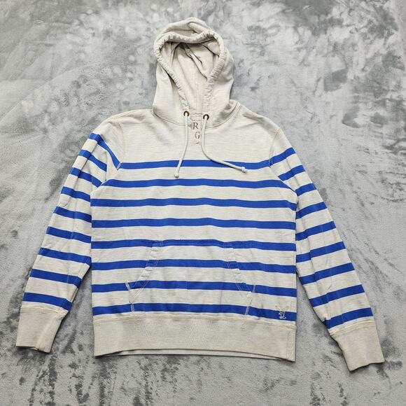 American Eagle Outfitters Other - American Eagle Hoodie Mens M Gray Blue Striped Pullover Long Sleeve Sweatshirt